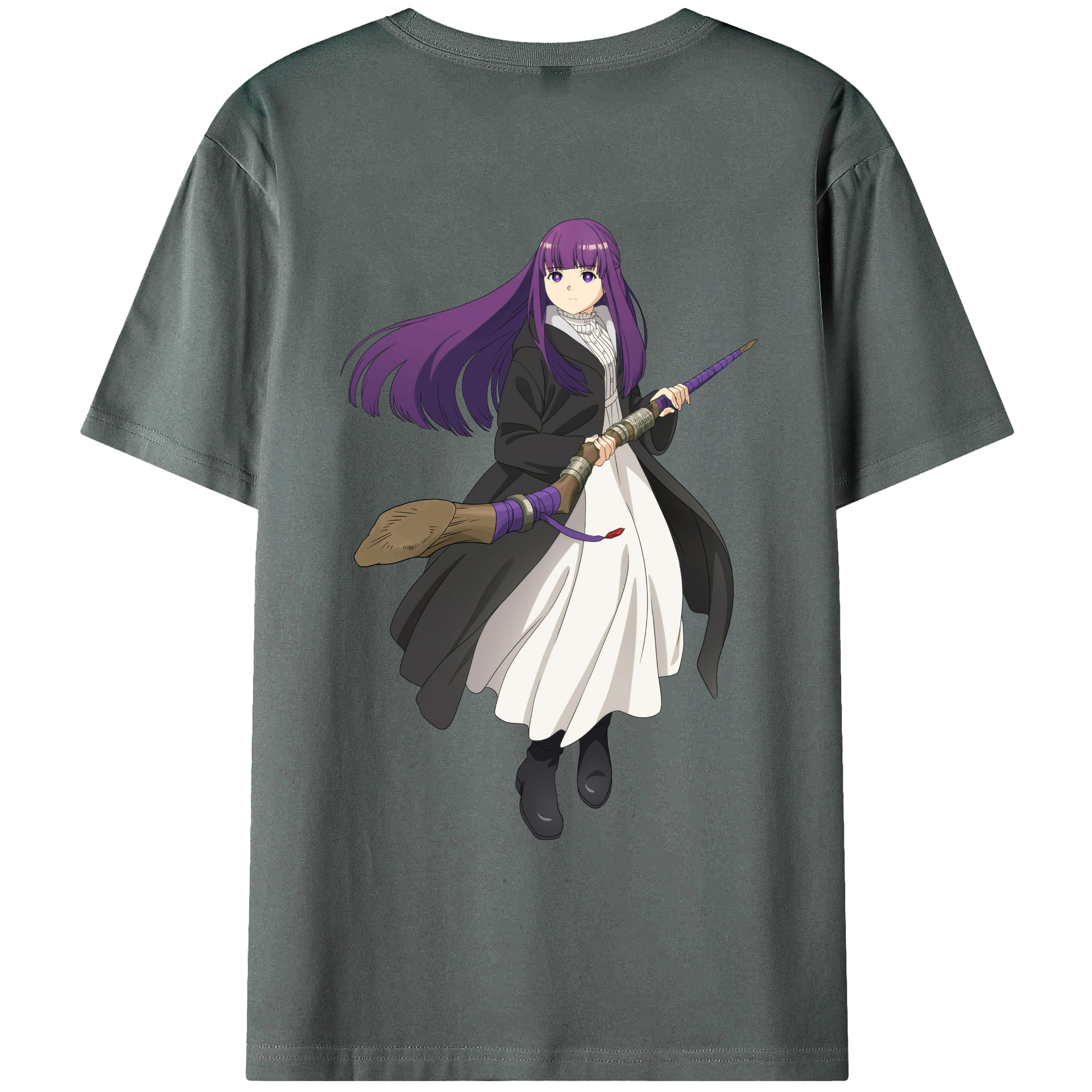 （画像用） 葬送のフリーレン Frieren 綿100％ メンズ半袖Tシャツ（バックプリント） 通気性